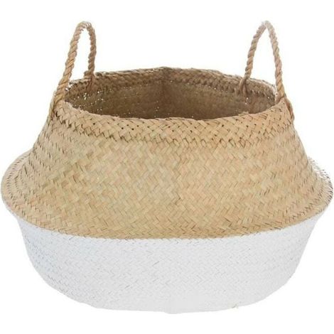 Panier de rangement tressé SEAGRASS CRAFT blanc