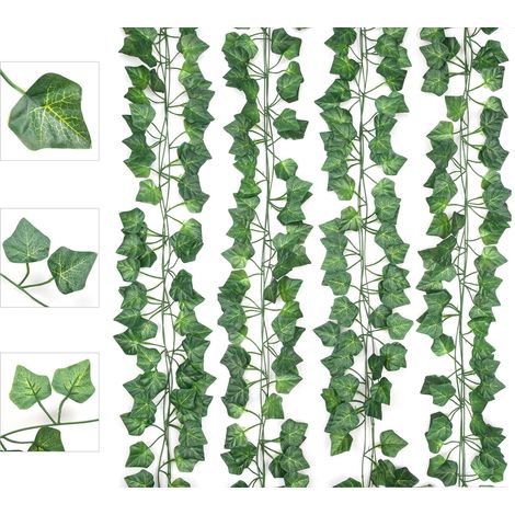 12 Pcs Lierre Artificielle Plantes Guirlande Vigne, 200cm Exterieur Faux Lierre Artificiel Grimpant Fausse Plante Deco Décoration pour Mariage, Célébration, Fête, Cuisine, Jardin, Bureau (1/5)