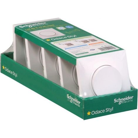 Juego de 5 interruptores de dos vías completos, Odace, SCHNEIDER ELECTRIC, blancos SCHNEIDER ELECTRIC