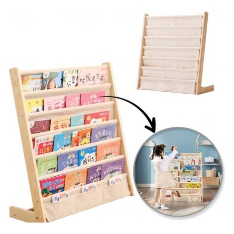 Libreria organizer ECARLA con tasche, 6 livelli, 79x60cm, SZ45 (1/5)