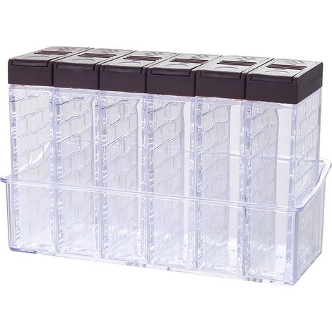 Pot À Épices - 6 Pièces En Acrylique Sans BPA - Hermetique Avec Ouverture Coulissante - Pour Cuisine Barbecue Camping Voyage (1/5)