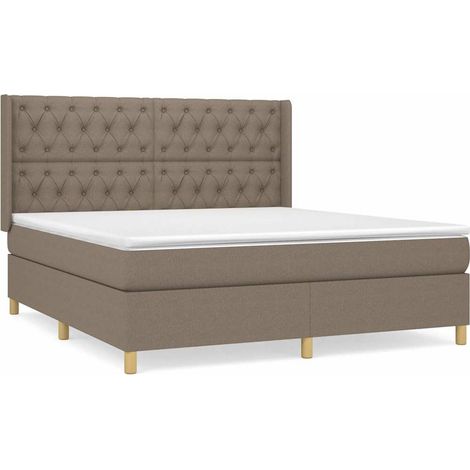 Maison Exclusive - Sommier à lattes de lit avec matelas Taupe 160x200 cm Tissu (1/5)