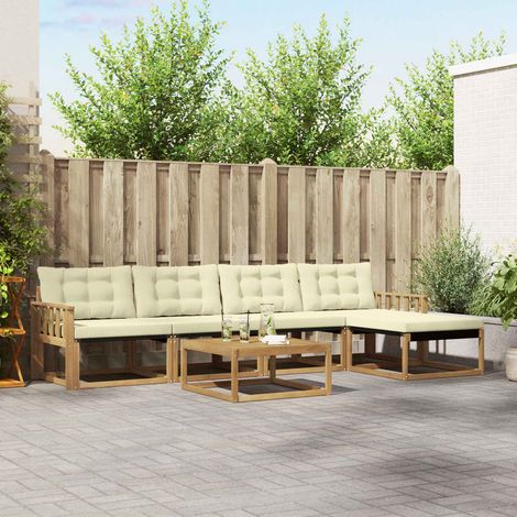 vidaXL Outdoor-Sofagarnitur 6 pcs Weiß und Creme (1/5)