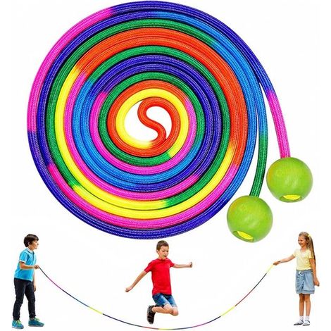 Corde à sauter de 5 mètres - Couleurs vives - Poignée ergonomique - Coton résistant (1/5)