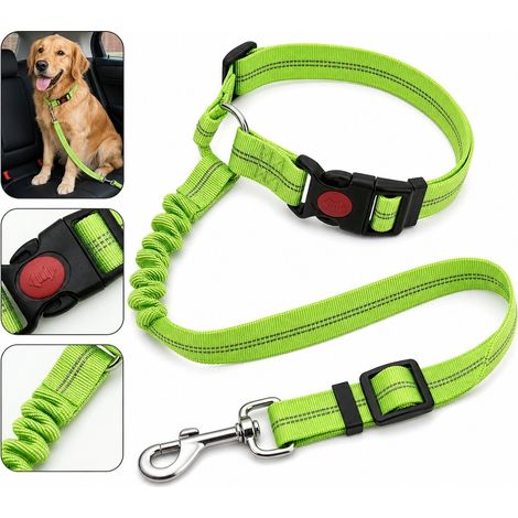 Ceinture de Securite pour Chien Reflechissante Nylon Reglable 56 a 69 cm Harnais Anti-Choc Petit et Moyen Chien Verte (1/4)