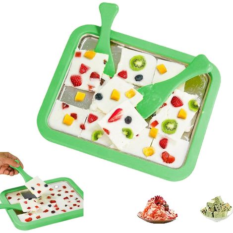 Mini Ice Cream Machine, Machine à Crème Glacée Instantanée, Ice Roll Plaque, avec 2 Spatules pour Faire de La Crème Glacée, Machine à Crème Glacée pour Sorbet, Yogourt Glacé, Gelato