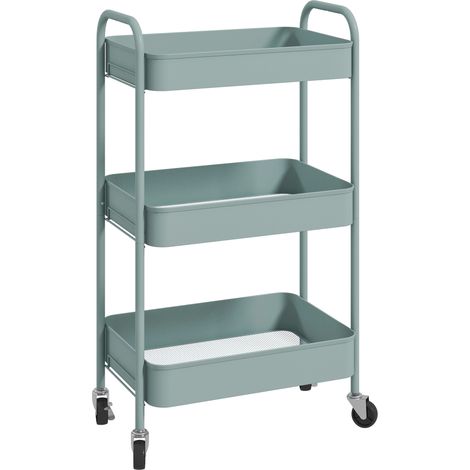 HOMCOM Carrello Portavivande a 3 Livelli in Acciaio con Maniglie Azzurro