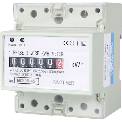 Medidor eléctrico digital, medidor de kilovatios-hora, medidor de consumo de energía monofásico, tipo riel 4P, 100A (1/5)