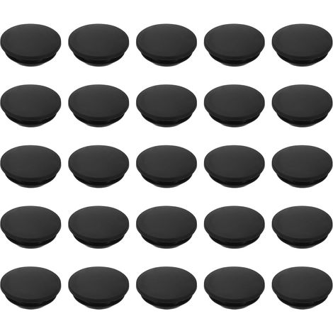 25 x Silicone Hole Stoppers, Round Rubber Locking Hole Stoppers, Diameter 13 mm/0.51 Inches for Sealing Hole, Bottle, Pipe, Kitchen Furniture, Black (1/5)
