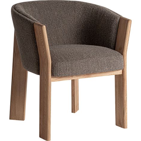 Chaise design contemporain taupe en polyester et chêne courbé - Taupe effet marbré bois clair (1/5)