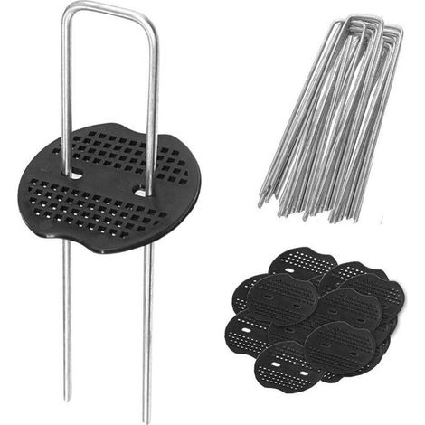 Lot de 30 agrafes de jardin anti-mauvaises herbes en acier galvanisé avec capuchons plastique