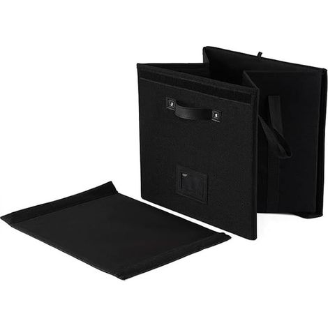 Boîte de Rangement Disques Vinyl Pliante en Tissu Oxford 33x33x33cm Noire Grande Capacité pour Collection Albums et Documents (1/5)