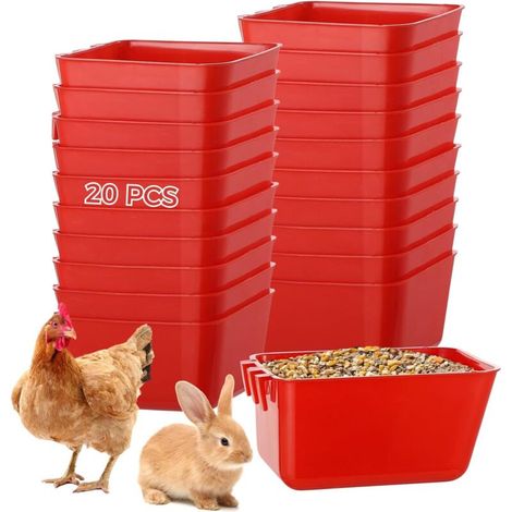 20 pieces, cage cup, feeder and drinking water maker, hanging type, suitable for pet budgies, roosters, parakeets, cockfighting birds, poultry, pigeons, etc. (1/4)