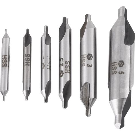 6pcs HSS 60° Center Drill Bits Kit Ø 1/1.5/2/2.5/3/5mm for Metal MUMU (1/4)