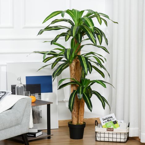 Dracaena Artificielle avec 66 Feuilles Mousse Plante Artificielle pour Décoration Jardin Balcon Bureau Salon Ø20x160 cm Vert (1/5)