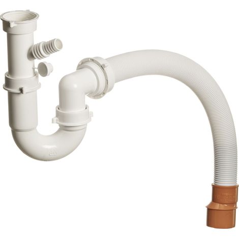 Solido Siphon 40/50mm mit flexiblem Schlauch und 1 Anschluss - universell einsetzbarer Geruchsverschluss