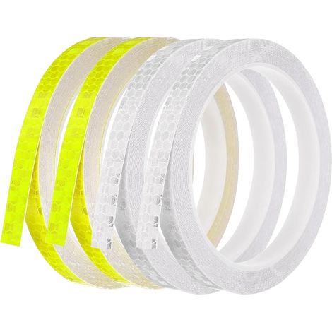 CSPARKV 4 Rolls Self-Adhesive Reflective Tape, Reflective Warning Tape, Reflective Strip, Waterproof and High Brightness Warning Tape, for Cars, Bicycles, Motorcycles, Outdoors (1/5)