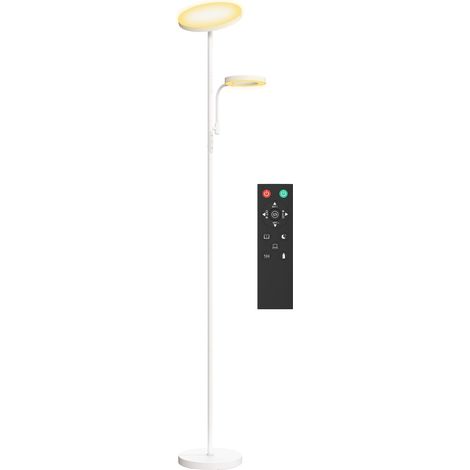 Lampadaire LED réglable 42W avec télécommande et commande tactile, température de couleur et luminosité réglables, blanc (1/5)