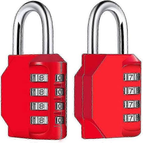 Cadenas à combinaison pour casiers, 4 chiffres, acier plaqué métal, 2 pièces (1/4)