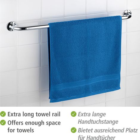 WENKO Portasciugamani da parete per bagno, Basic, Lunghezza 80 cm, Acciaio inossidabile, 86x6x9,5 cm, Lucido (1/5)
