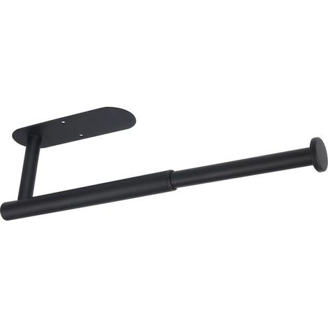 Soporte para rollos de papel cocina autoadhesivo perforado, fabricado acero inoxidable SUS304 cocina baño, rollo papel longitud ajustable (negro) (1/4)