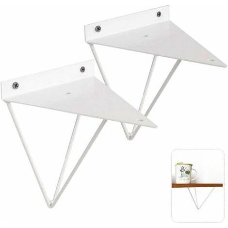 Vintage Triangle Support 2PCS Or/Blanc/Noir Support d'étagère Métal Mural Décoratif en Fer Forgé Support d'étagère pour Salle de Bain, Cuisine, Htel, Bar, blanc, Mounting plate thick 1.2MM (1/5)