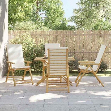 Gartenstühle 4 Stk. Verstellbar Klappbar mit Kissen Bambus