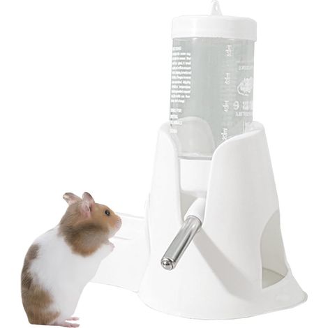 80 ml Water Dispenser for Gerbils, Automatic Drinker for Hamster, Hamster Bowl, Water Bottle for Small Animals for Hamsters Leak-Proof, Rabbit Bottle, White (White, M) (1/5)