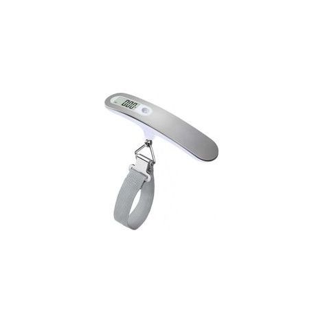 Pèse-bagages numérique portable - Balance électronique à suspendre pour bagages - 50 kg - Rétroéclairé avec fonction tare - Léger - Argenté (1/3)