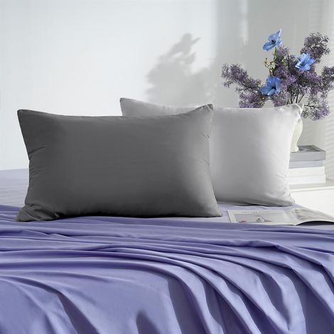 18 Couleurs Lot 2 Taie d'oreiller 30x50 cm Gris Foncé + Gris Clair Housse Oreiller Coussin pour Canapé Lit Fermeture Éclair Anti-Acariens Hypoallergénique Protège Oreiller Zip Microfibre (1/5)