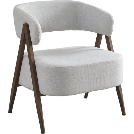 Sillón "Astra" con estructura de imitación madera - Gris claro (1/5)
