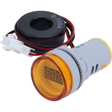Compteur numérique de courant AC 220V, indicateur lumineux rond jaune AD16-22DSA, ampèremètre de précision avec signal lumineux, panneau de mesure fiable. (1/5)