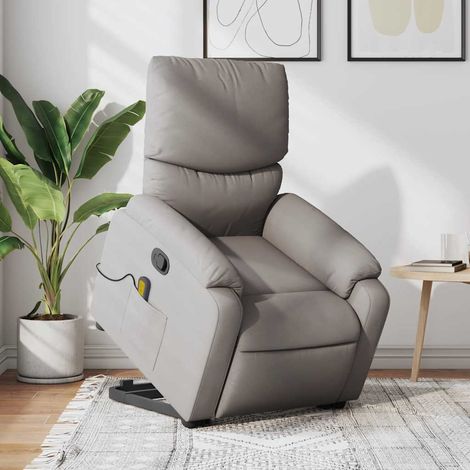 Massagesessel mit Aufstehhilfe Taupe Stoff