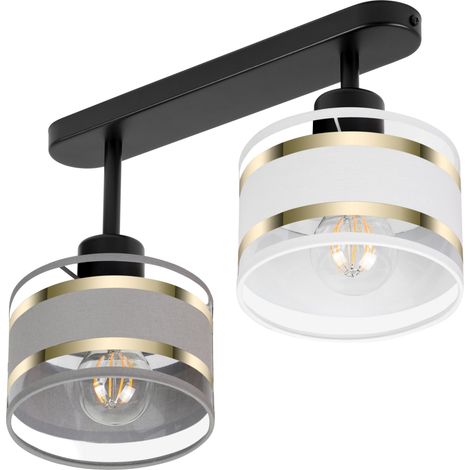 Plafoniera nera con paralumi, in metallo industriale, 2xE27, illuminazione LED moderna per soggiorno, cucina, camera da letto, cameretta dei bambini, loft (1/5)