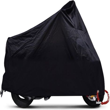 Housse de moto XXXXL, housse de scooter intérieure/extérieure respirante, housse noire avec trous de verrouillage, imperméable et protection UV, taille 4XL (1/5)