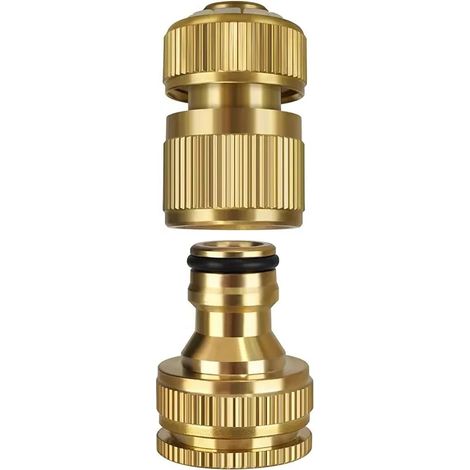 (1 paire) Raccord de tuyau d'arrosage, raccord de robinet en alliage d'aluminium, raccord de robinet 2 en 1 1/2 pouce et 3/4 pouce, raccords de tuyau à connexion rapide (1/5)