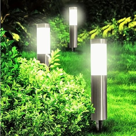 Luces solares para iluminación de paisajes, jardines, camping y césped. Luces solares para jardín de uso exterior (luz blanco plateada). (1/5)