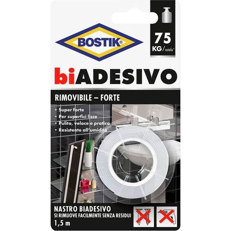 6 x BOSTIK NASTRO BIADESIVO RIMOVIBILE 19MMX1,5M BL