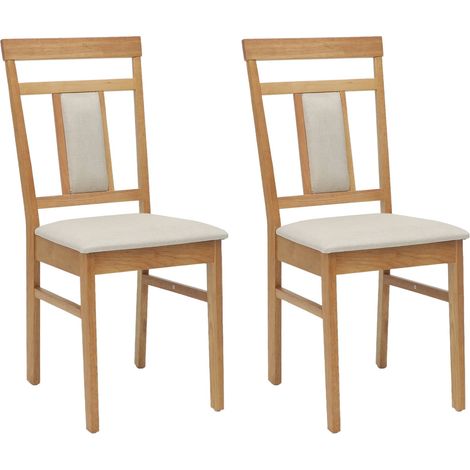 Dining Chair 2 pcs Natural and Light Solid Rubber Wood vidaXL