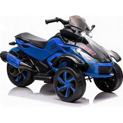 Quad électrique enfant 12V – charge max 30 kg, vitesse 6,4 km/h – 2 moteurs 45W, LED, musique, batterie – 3-8 ans – Bleu (1/5)