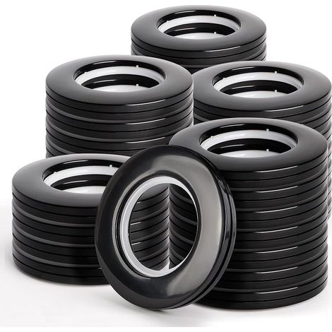 Anneaux Rideaux Anneaux de Rideaux en 40mm Anneaux pour Tringle à Rideaux en Plastique Anneaux d'oeillet de Rideau Anneaux de Bricolage pour Rideau de Fenêtre 32PCS Noir (1/5)