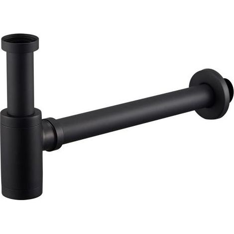 Universel Syphon avec 300mm Tube d'extension, 1 1/4 x 32mm Réglable Sifon Anti Odeur Anti-fuite, Noir Mat (1/4)