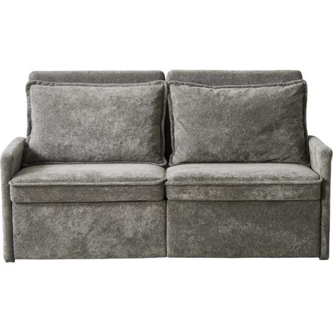 Sofá Convertible 3 Plazas con Respaldo Ajustable en 5 Posiciones, Bolsillos Laterales y Puerto USB, Chenilla Gris (1/5)