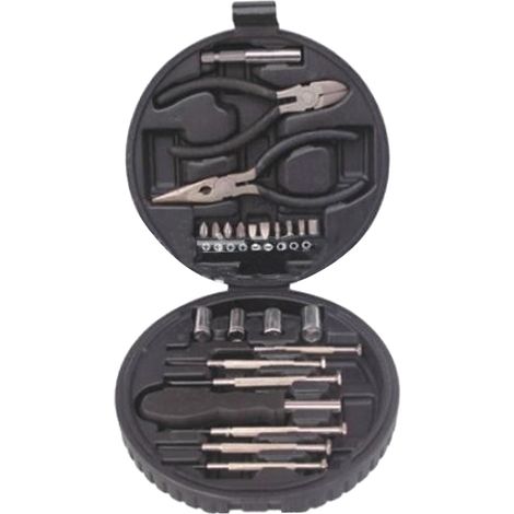 Coffret de 25 mini-outils, boîte de rangement en forme de pneu, tournevis stabilisateur de montre, coffret d'outils ménagers