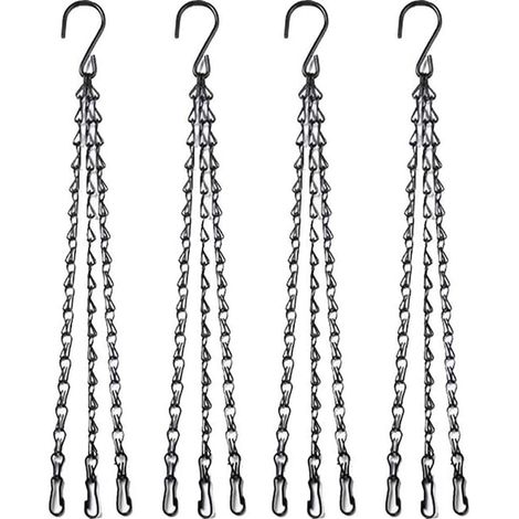 4 Pièces chaînes Noire Suspension à 3 brins 46cm (18") Chaîne de Panier Suspendu pour mangeoires, Plante, Pots de Fleurs Jardinières d'oiseaux Lanternes Ornements (1/5)