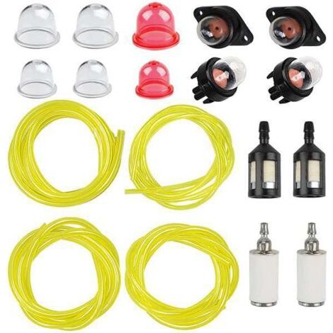 VURAHOME - Tuyau de carburant de 3 x 6 mm, 3 x 5 mm, 5 x 2,5 mm, 3,5 x 2 mm, 1,2 m, poire d'amorçage, accessoires pour tondeuses à gazon