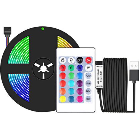 LED Strip Lights 3.28ft. RGB Waterproof Tape Lights with IR Remote Control 16 Colors 4 Modes 5050 Color Changing LED Lights for Home Ceiling Party Festival (1/5)