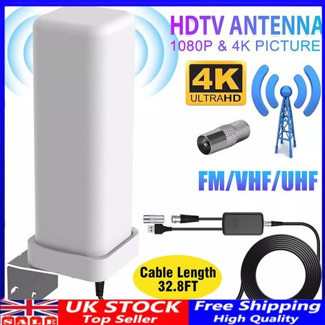 Antenne TV numérique extérieure HD 4K 6000 miles HD 1080p avec amplification du signal à 360° (Royaume-Uni) (1/5)
