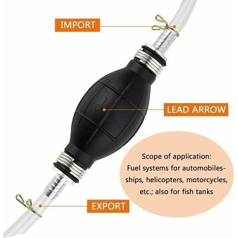 Pompe Transfert Liquide l'eau, Pompe Manuelle Siphon Transfert Carburant Voiture portative pour solvant d'essence d'aqueduc Liquide Carburant Diesel d'essence de gaz avec Le Tuyau Total de (1/4)