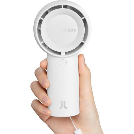 Tragbarer Mini-Turboventilator [max. 16 Stunden], persönlicher, über USB wiederaufladbarer 4000-mAh-Taschenventilator mit kleiner Batterie und 5 Geschwindigkeiten – Weiß